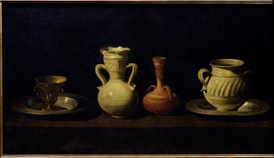 Natürmort, bardaklar ve vazolar. Francisco de Zurbaran