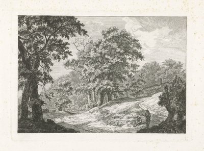 Yolun yanında iki figürlü manzara by Franciscus Andreas Milatz