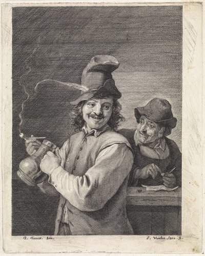 Sürahi ve boru ile çiftçi by Franciscus van der Steen