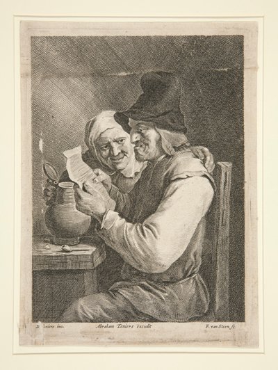Bir Mektup Okuma Çift by Franciscus van der Steen