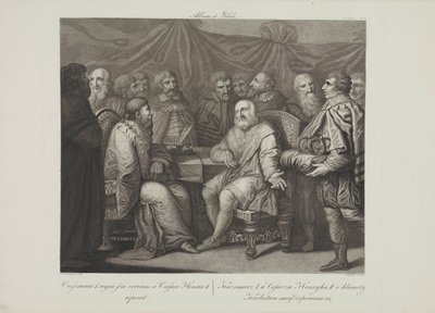 Casimir I Restoratör, imparator Henry III ile buluşuyor, Smuglewicz, Franciszek (1745-1807). Litografi, 18. Yüzyıl Sonu.. Özel Koleksiyon by Franciszek Smuglewicz