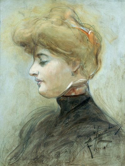 Sarışın Bir Kadının Başı, 1895 dolayları by Franciszek Zmurko