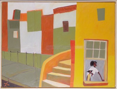 Brownstone Blues, 2000 (tuval üzerine karışık teknik) by Francks Deceus