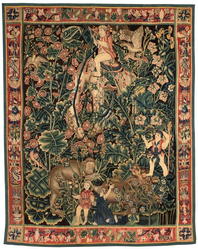 Egzotik yeşil goblen, muhtemelen Tournai, 16. yüzyılın ilk yarısı by Franco-Flemish School