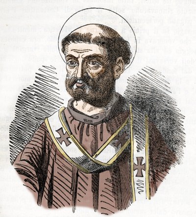 Papa Libere'nin Portresi (Liberius) (352-366) Franco Mistrali'nin "I misteri del vaticano" adlı eserinden gravür 1843 by Franco Mistrali