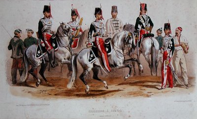 İkinci İmparatorluk zamanında Fransız Süvarileri (renkli taş) by Francois Hippolyte (after) Lalaisse