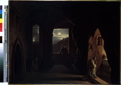 "Mağaradaki Rahipler" (Mağaradaki Rahipler) Tablosu Francois Marius Granet (1775-1849) 19. Yüzyılın Başı Dim. 74.5x100 cm Hermitage Müzesi, Sankt Petersburg by Francois Marius Granet