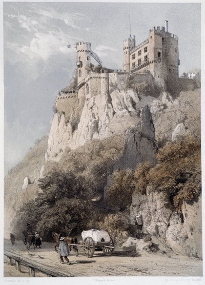 Chateau Rheinstein. “” Anıtsal ve pitoresk Ren Nehri”nde. Fourmais ve Stroobant tarafından yapılan litografiler by Francois Stroobant