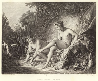 Diane Banyodan Ayrılırken (gravür) by Francois (after) Boucher