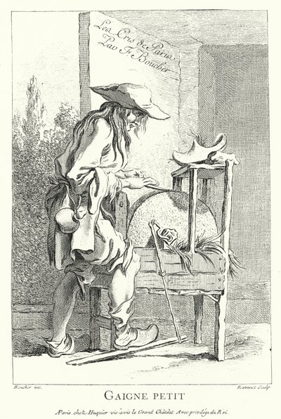 Bıçak öğütücü (gravür) by Francois (after) Boucher