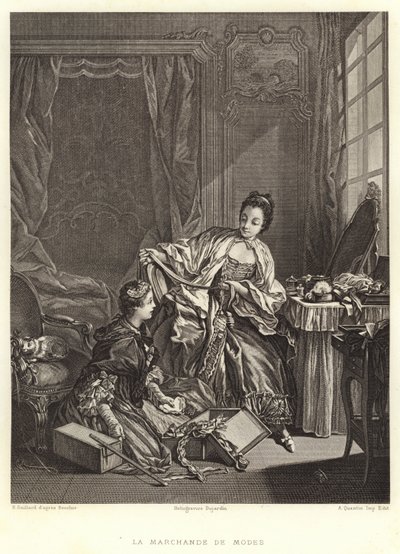 La Marchande de Modes (gravür) by Francois (after) Boucher