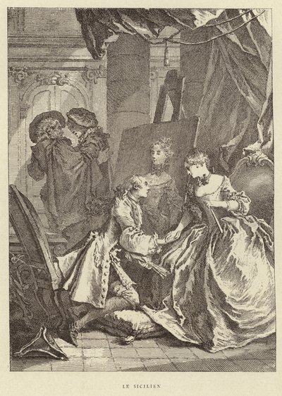 Le Sicilien (gravür) by Francois (after) Boucher