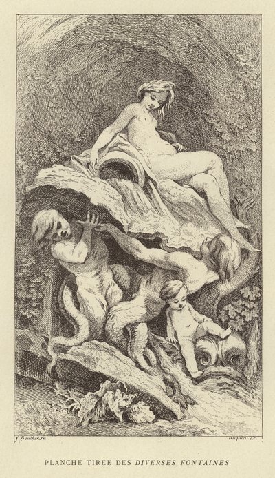 Plaka Tiree des Divers Fontaines (gravür) by Francois (after) Boucher