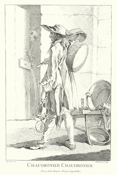 Tencere ve tava satıcısı (gravür) by Francois (after) Boucher