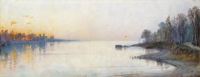 Gün batımında geniş sakin nehir, Nil manzarası by Francois Barry