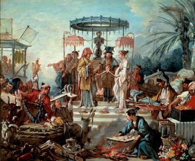 Çin imparatorunun sarayında Çin düğün sahnesi düğünü. Francois Boucher (1703-1770) 1740 Besancon, Musee des Beaux Arts tarafından tablo by François Boucher