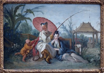 Çin lokantası. Francois Boucher (1703-1770) tarafından yapılan sanat eseri, tuval üzerine kağıt maroufle üzerine yağlı boya, yaklaşık 1750. Art francais 18. yüzyıl. Rotterdam Güzel Sanatlar Müzesi (Hollanda). by François Boucher