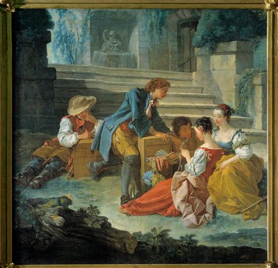 Le petit seyyar satıcı Francois Boucher (1703-1770) tarafından yapılan tablo. 1735-1740 Özel koleksiyon by François Boucher
