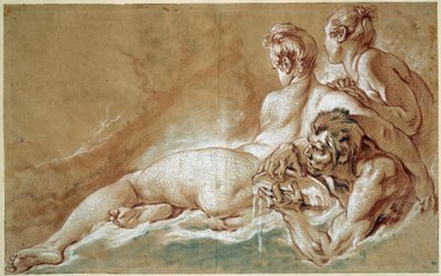 Naiades et triton Kırmızı tebeşir ve kurşun kalemle çizim Francois Boucher (1703-1770) 1753 Sun. 0.29x0.46 m Paris, Louvre Müzesi by François Boucher