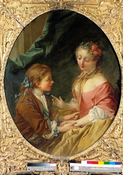 Üç şeyden birini yapar mısın? Gallant sahnesi. Francois Boucher (1703-1770) tarafından yapılan tablo. 1734 Özel koleksiyon by François Boucher