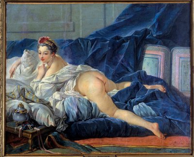 Odalık Genç Kadın bir kanepede oturuyor. Francois Boucher (1703-1770) tarafından yapılan boyama 1752 Reims musee des Beaux Arts by François Boucher