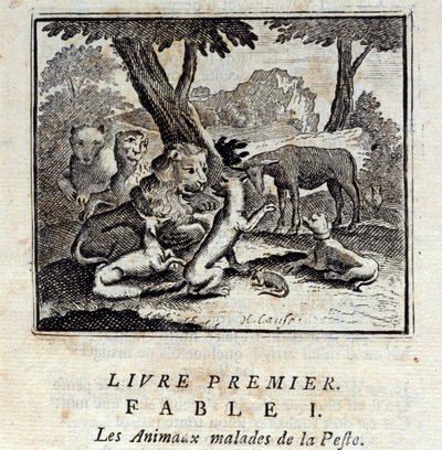 Vebadan hasta olan hayvanlar. Jean de La Fontaine