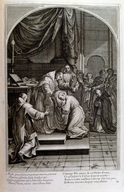 Francois Chauveau 1680 tarafından gravür Chartreux düzeninin kurucusu 