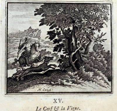 Satyr na Mugenzi. Umugani na Jean de La Fontaine (1621-95). Ishusho ya François Chauveau (1613-1676). Igitabo cya 1728. by Francois Chauveau