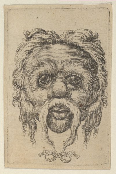 Çene Altında Kurdele ile Bağlanmış Uzun Bıyıklı Maske, Divers Masques, yaklaşık. 1635-45. by Francois Chauveau
