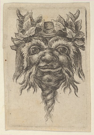 Spiral Şekilli Sakallı Satyr Maskesi ve Dalgıçlardan Her Boynuz Etrafında Gruplandırılmış Sarmaşık..., ca. 1635-45. by Francois Chauveau