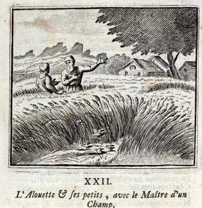 Alouette ve küçükleri, bir tarlanın efendisi ile. Jean de La Fontaine