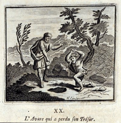 Tresorunu kaybeden Avare. Jean de La Fontaine