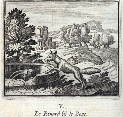 Fox ve Bouc.Fables, Jean de La Fontaine (1621-95). François Chauveau