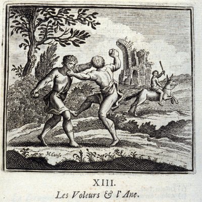 Hırsızlar ve Ane.Fables, Jean de La Fontaine (1621-95). François Chauveau