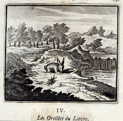 Lievre kulaklar. Jean de La Fontaine