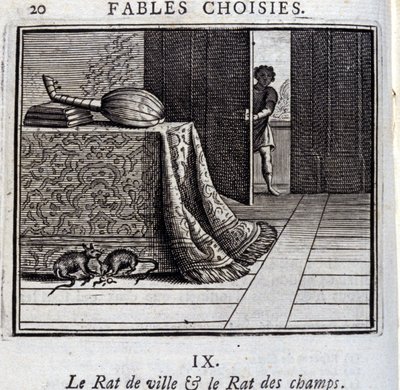 Kasaba faresi ve tarla faresi. Jean de La Fontaine