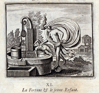 the Fortune and the Young Child. Fables by Jean de La Fontaine (1621-95). Illustration by François Chauveau (1613-1676). Edition of 1728. by Francois Chauveau