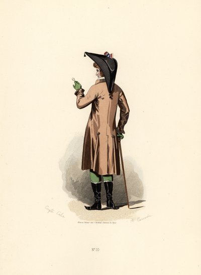 Tek gözlüklü fındık rengi ceketli adam. by Francois Claudius (after) Compte Calix