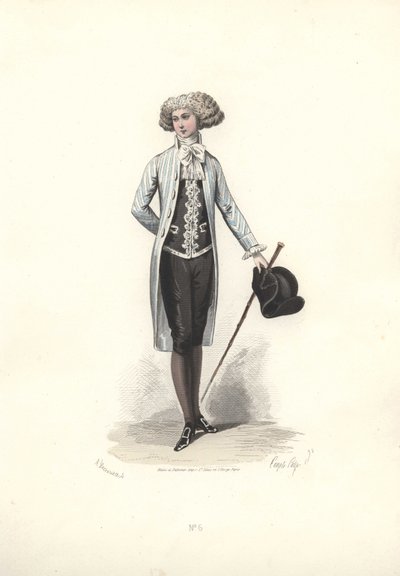 Çizgili paltolu zarif adam, Marie Antoinette dönemi. by Francois Claudius Compte Calix