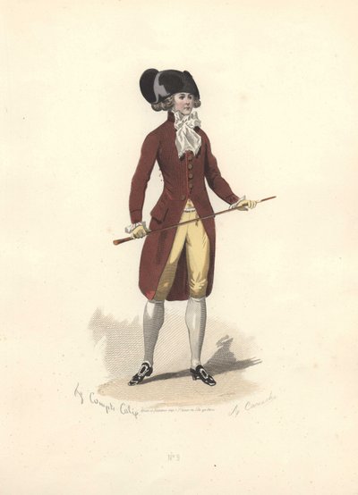 Büyük siyah bicorn şapkalı adam, Marie Antoinette dönemi. by Francois Claudius Compte Calix