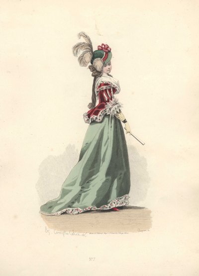 Ceketli ve etekli kadın, Marie Antoinette dönemi. by Francois Claudius Compte Calix