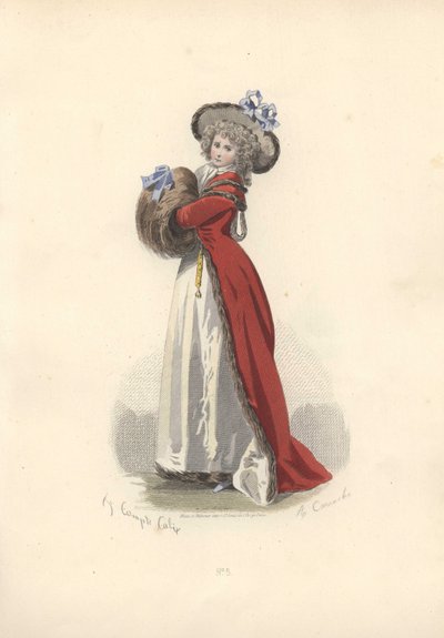 Büyük kürk manşetli kadın, Marie Antoinette dönemi. by Francois Claudius Compte Calix