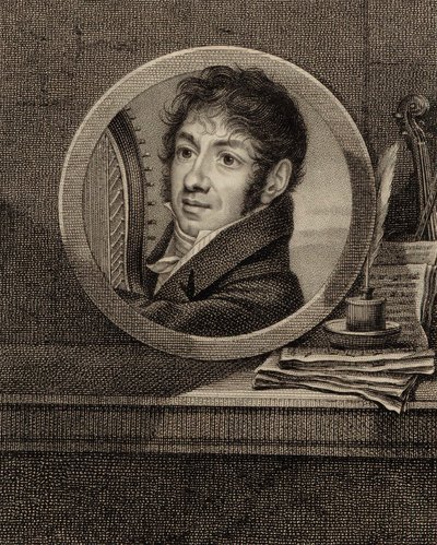 Arpçı ve besteci Jean-Aimé Vernier'in portresi 1769-1840, c. 1800. by Francois Dumont