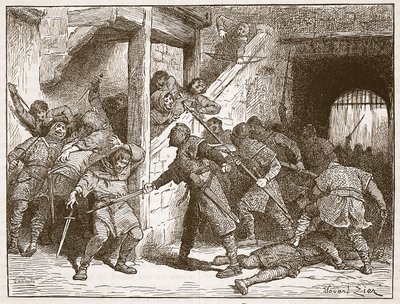 Dover'daki isyan, 'Cassell'in Illustrated History of England'ından bir çizim (sepya fotoğrafı) by Francois Edouard Zier