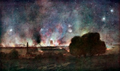 Arras on Fire at at Night, Fransa, 5-6 Temmuz 1915, 1926. by Francois Flameng