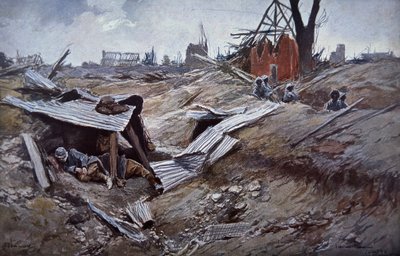 İlk Somme Savaşı, Haziran - Eylül 1916: Yıkık Dompierre köyünde Fransız birlikleri by Francois Flameng