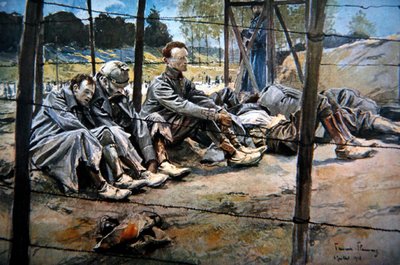 Bir Müttefik saldırısı sırasında Fransızlar tarafından yakalanan Alman subayları, Somme Birinci Muharebesi, Temmuz 1916 (renkli taş) by Francois Flameng