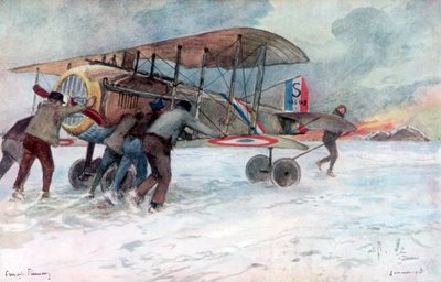 Karla kaplı bir alanda bir Fransız Spad