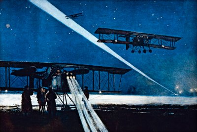 Gece uçuşundan dönen bombalama simülasyonu by Francois Flameng