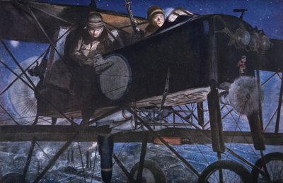 Fransız Hava Servisi ile, Bir Voisin Çift Kanatlı Bir Gece Bombardımanı by Francois Flameng